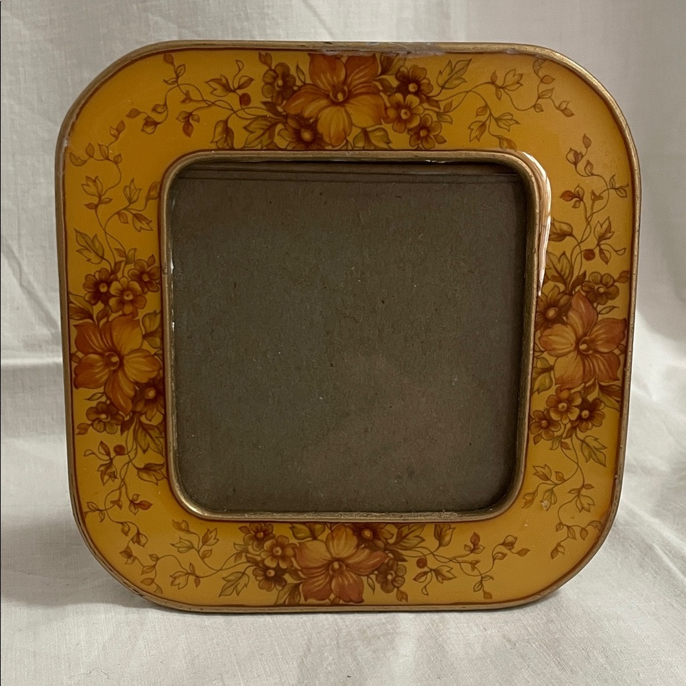 Vintage Metal Enamel Floral Decorative Picture Frame